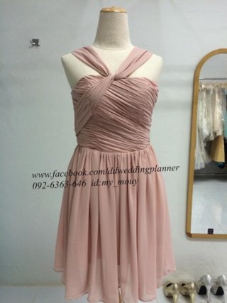 ชุดราตรี Cocktail Dresses สีชมพูนู้ด